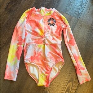 Girls Justice Surf one piece rashguard swimsuit size 10